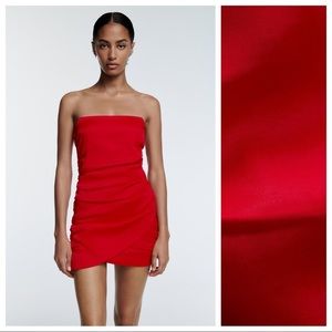 Zara Vibrant Red Strapless Mini Dress